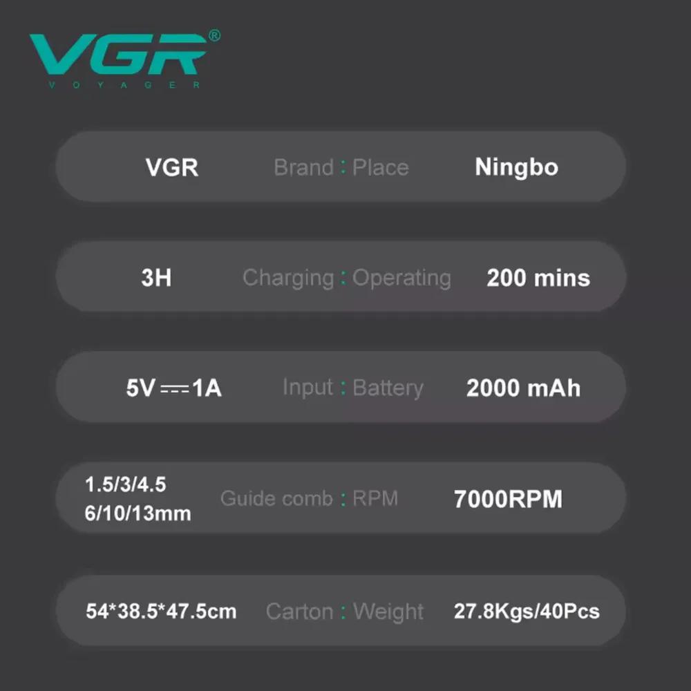 ماشین اصلاح موی سر و صورت شارژی وی جی ار مدل V-197 — تصویر ۴