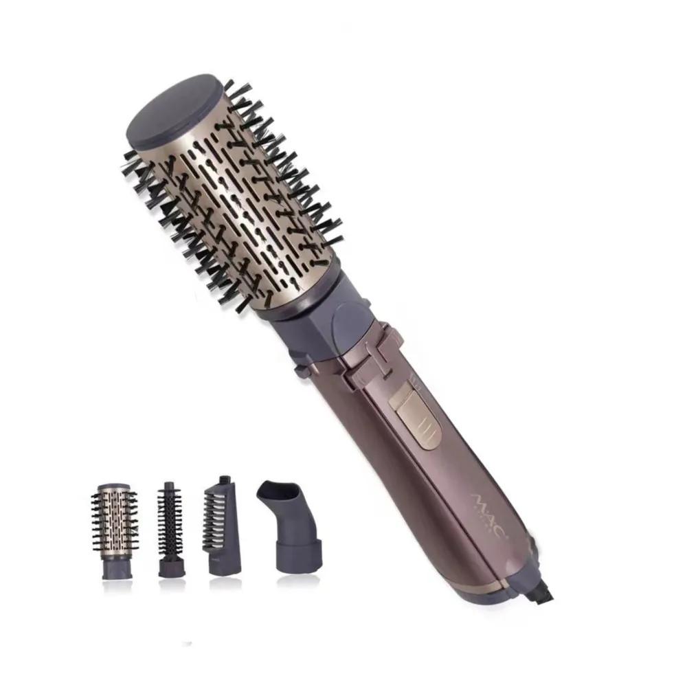 سشوار برس‌دار چرخشی مک استایلر مدل Ref-1517 با توان 1000 وات، موتور DC، فناوری تولید یون، کاهش وز مو و پخش یکنواخت گرما، تنظیمات دو حالته دما و سرعت، چهار سری کاربردی برای خشک‌کردن، حالت‌دهی، حجم‌دهی و صاف‌کردن مو