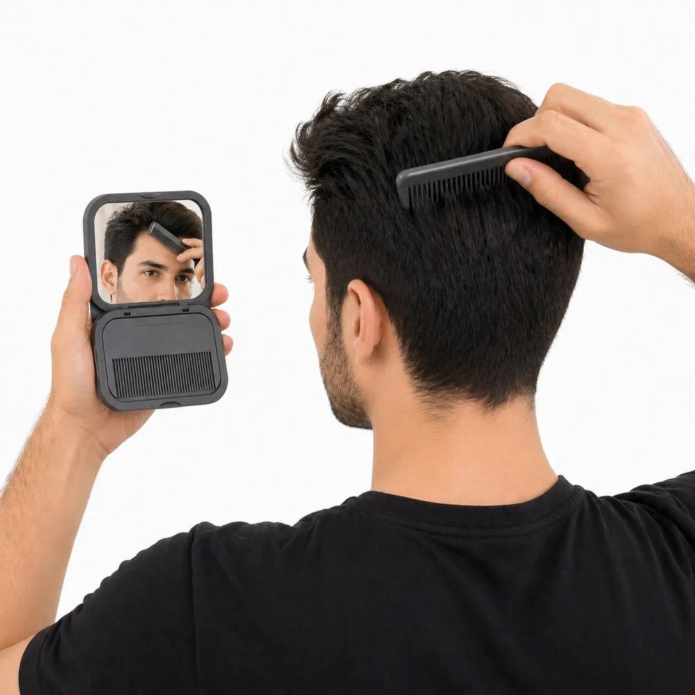 آینه آرایشی تاشو جیبی مدل 01 به همراه شانه — تصویر ۳
