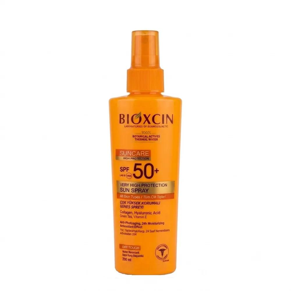 اسپری ضد آفتاب بی‌رنگ بیوکسین SPF 50 مدل High protection ‌محافظ UVA/UVB مناسب برای انواع پوست حجم 200 میلی‌لیتر — تصویر ۱