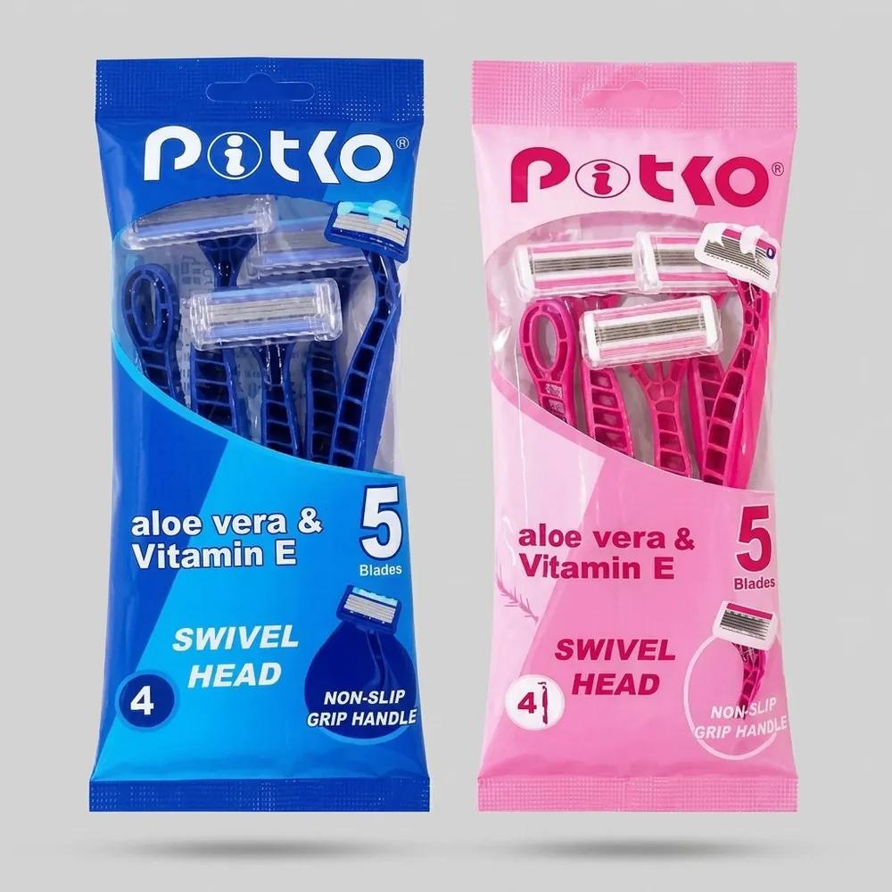 تیغ خودتراش 5 لبه پیتکو مدل 5 تیغه، با نوار ژل، دو بسته 4عددی — تصویر ۲