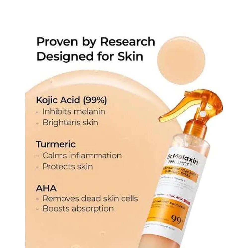 اسپری لایه بردار صورت دکتر ملاکسین مدل Exfoliating Kojic Acid مناسب برای پوست مختلط و چرب وزن 200 گرم — تصویر ۴