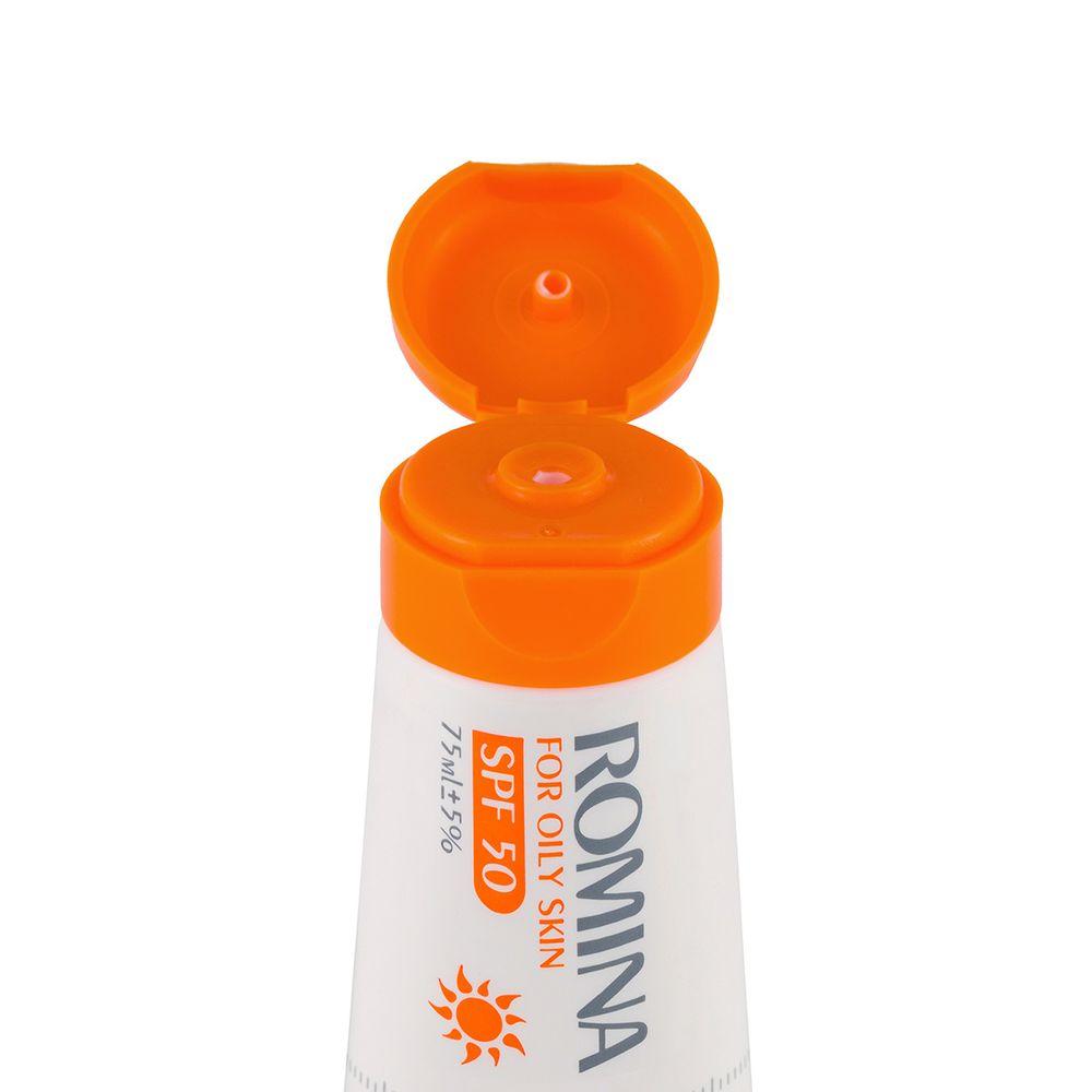 لوسیون ضد آفتاب spf 50 بی رنگ 75میل رومینا — تصویر ۴