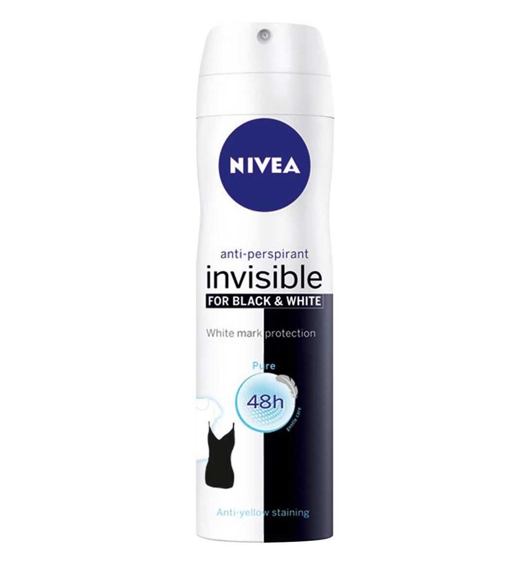 اسپری ضد تعریق زنانه مدل Black And White Invisible Pure حجم 150میل