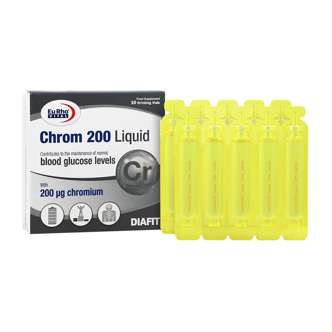 ویال خوراکی کروم 200 میکروگرم با طعم پرتقال بسته 10 عددی