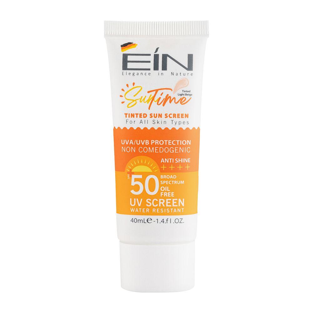 کرم ضد آفتاب بژ طبیعی با SPF50 مناسب انواع پوست حجم 40 میلی لیتر ای آی ان