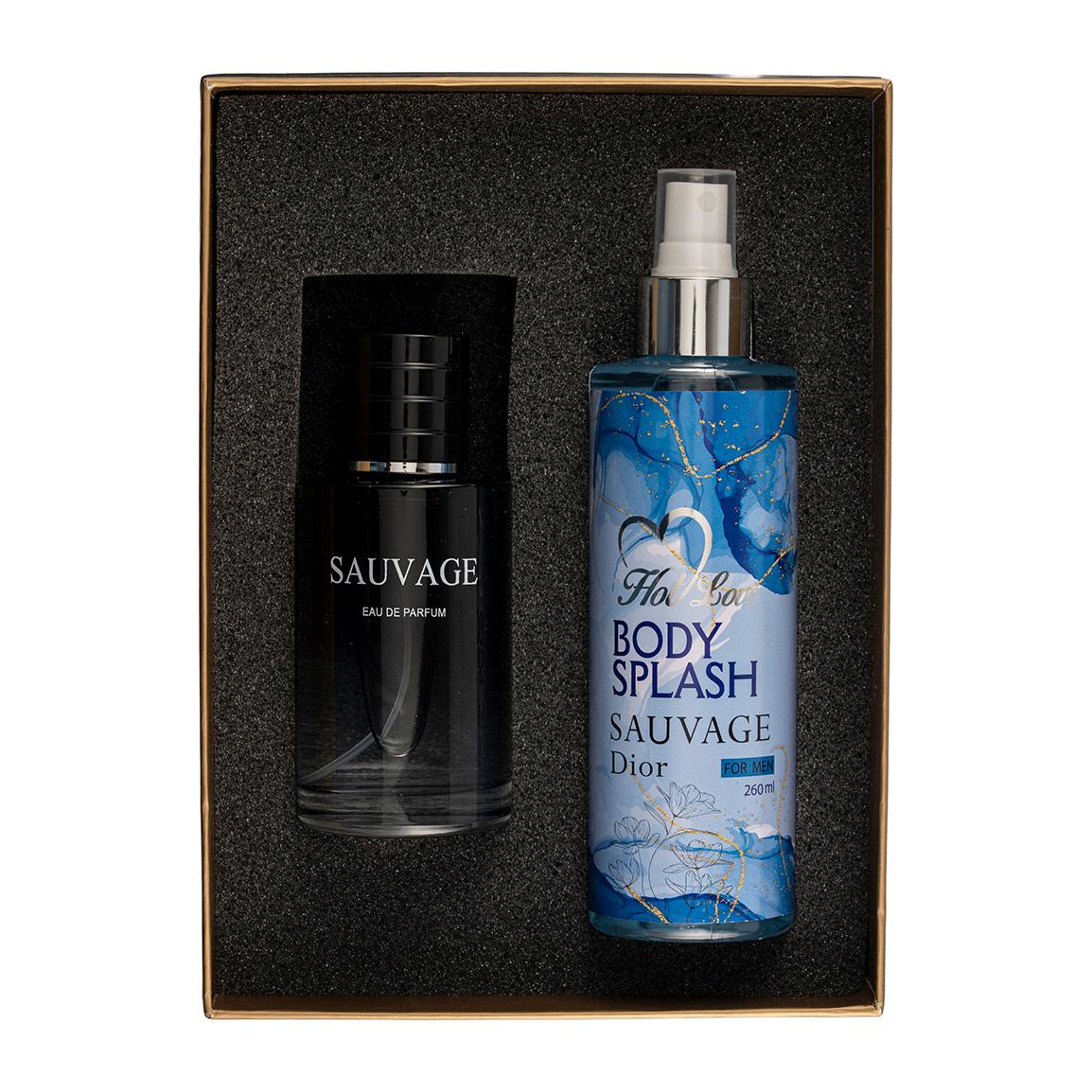 پک 2 عددی ادوپرفیوم مردانه مدل Sauvage Dior و بادی اسپلش مردانه مدل Sauvage Dior