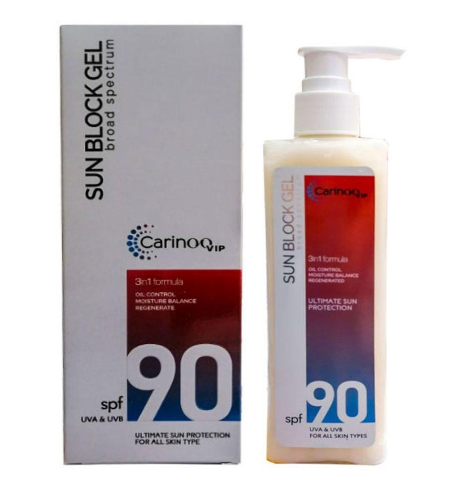 ژل ضد آفتاب SPF90 مدل 3in1 حجم 250میل کارینو وی آی پی — تصویر ۳