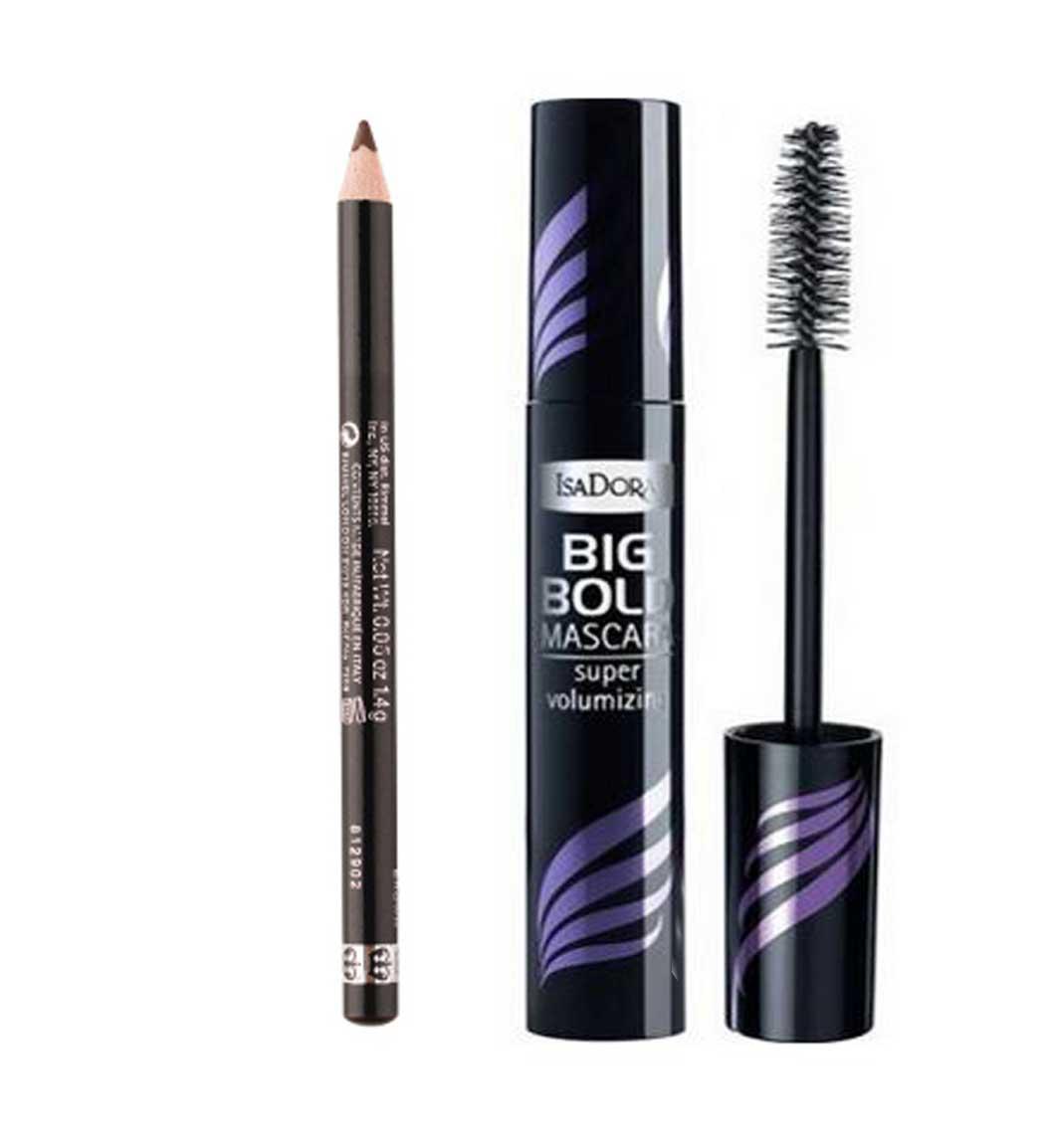 پک مداد ابرو حرفه ای مدل 001 Dark Brown ریمل لاندن و ریمل حجم دهنده Big Bold