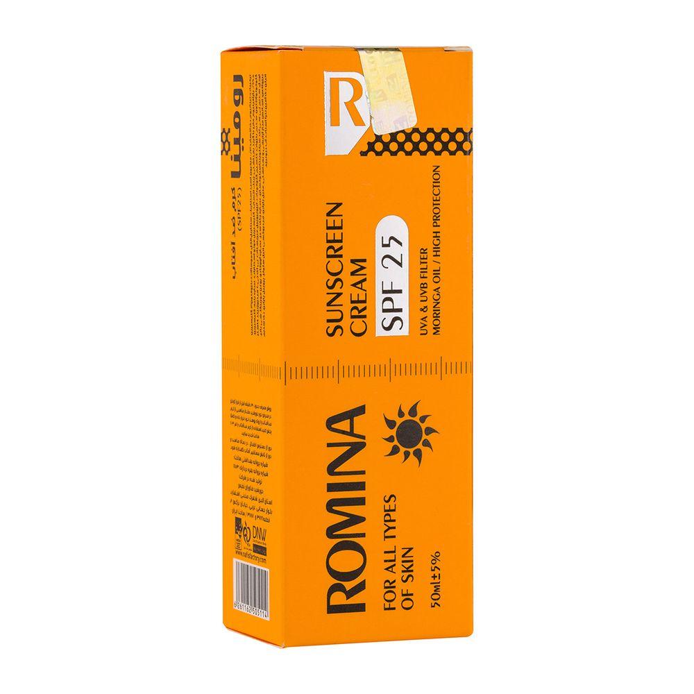 کرم ضد آفتاب spf 25 بی رنگ 50 میل رومینا — تصویر ۳
