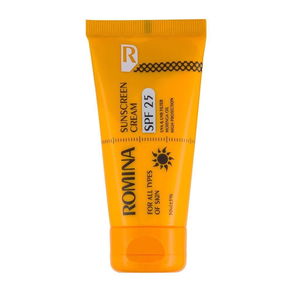 کرم ضد آفتاب spf 25 بی رنگ 50 میل رومینا — تصویر ۱