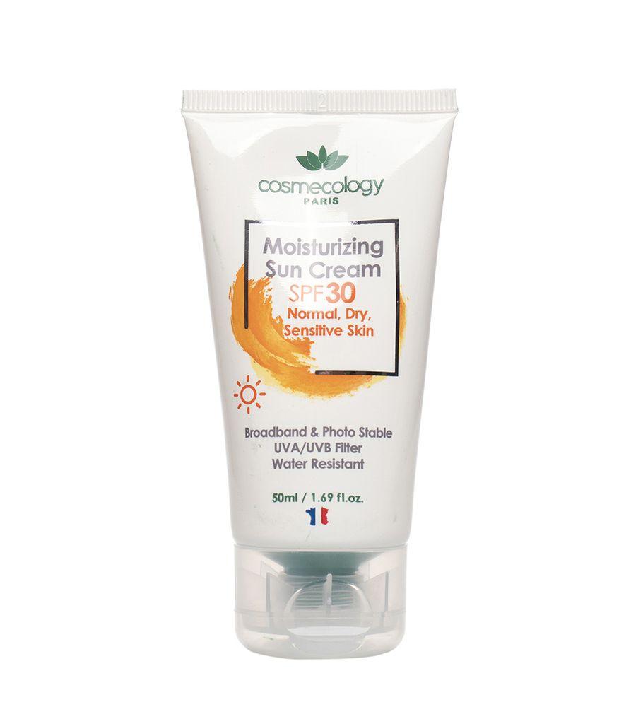 کرم ضد آفتاب مرطوب کننده مناسب پوست خشک معمولی و حساس دارای spf 30 حجم 50 میل کاسمکولوژی