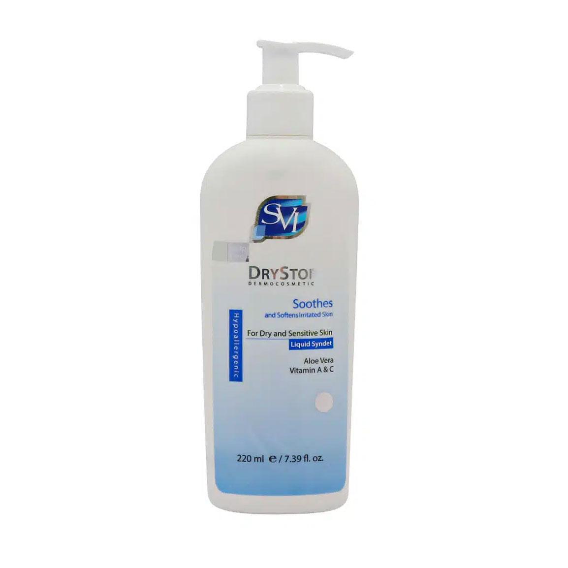 پن مایع غیر صابونی پوست مدل Dry Stop مناسب پوست خشک و حساس حجم 220 میلی لیتر