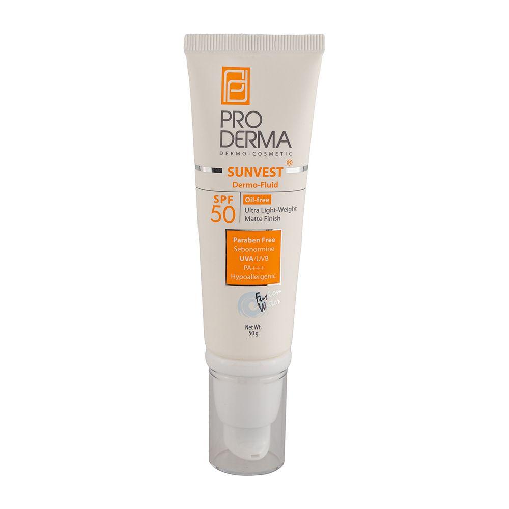 فلویید ضد آفتاب بی رنگ و فاقد چربی با SPF 50 مدل Sunvest مناسب پوست های معمولی تا چرب و جوشدار وزن 50 گرم
