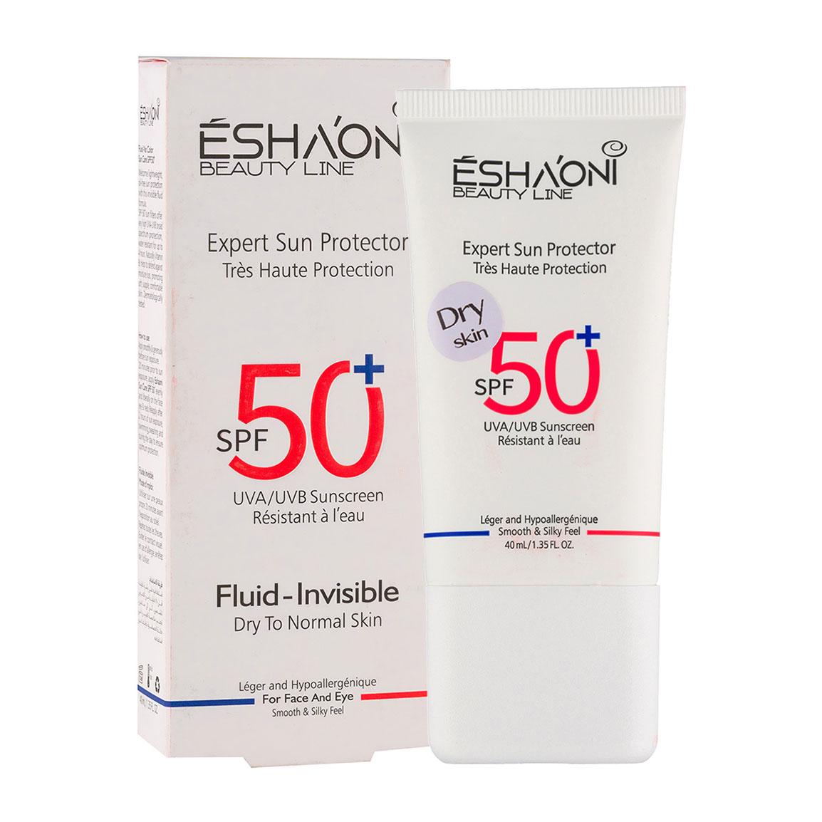 ضد آفتاب فلوئیدی بی رنگ با SPF 50 مناسب پوست خشک تا نرمال حجم 40 میلی لیتر
