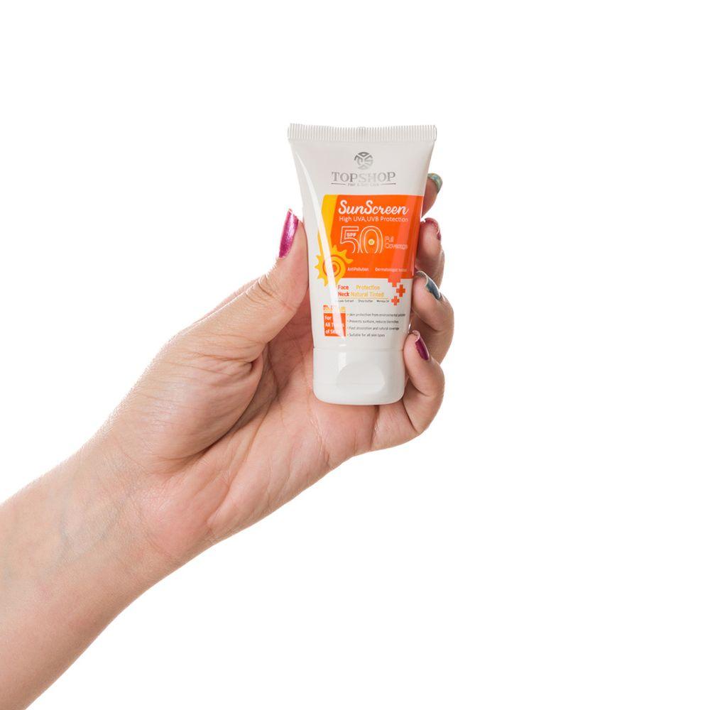 ضد آفتاب SPF50 بی رنگ مناسب انواع پوست حجم 50 میلی لیتر تاپ شاپ — تصویر ۵