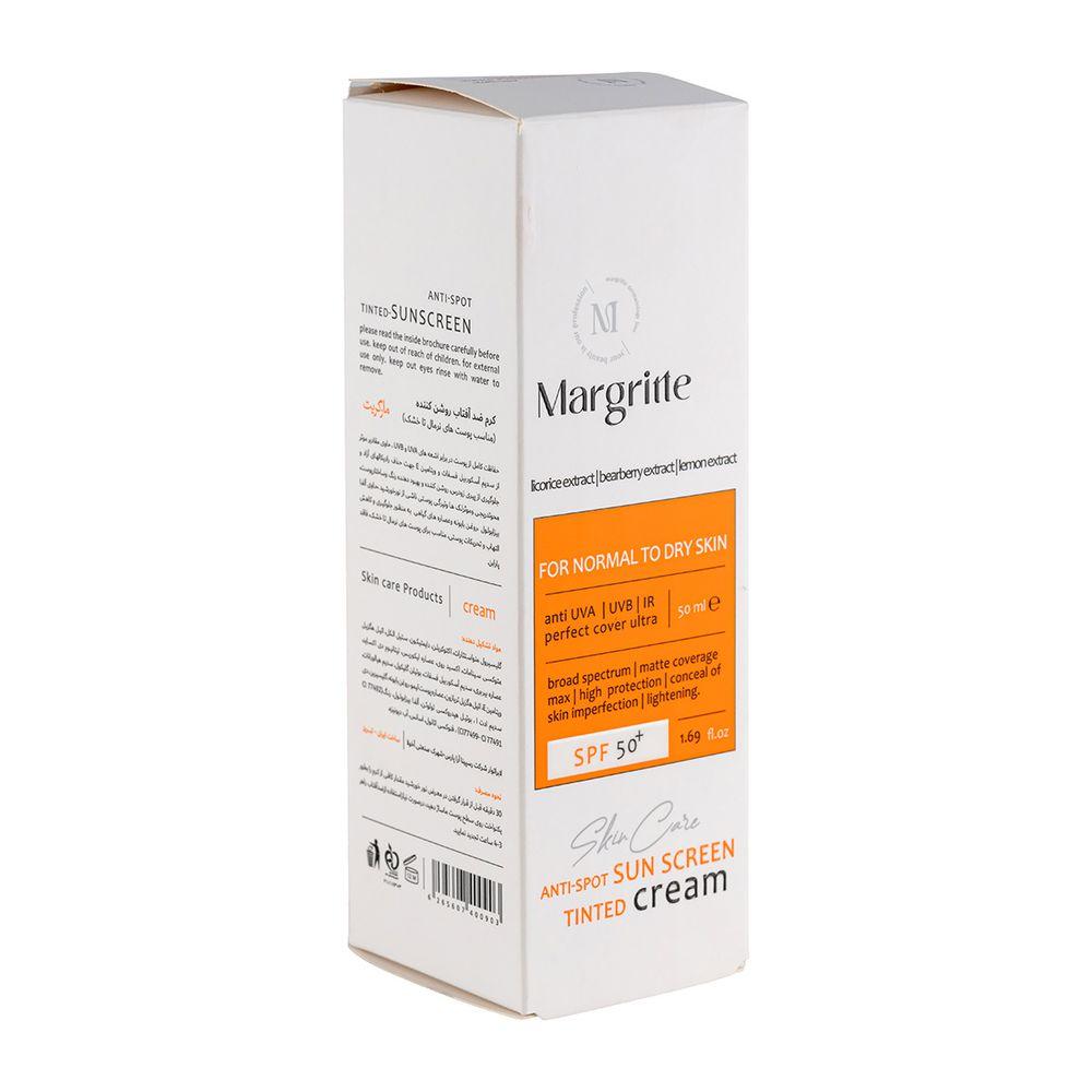 کرم ضد آفتاب رنگی با SPF50 مناسب پوست نرمال تا خشک حجم 50 میلی لیتر مارگریت — تصویر ۴