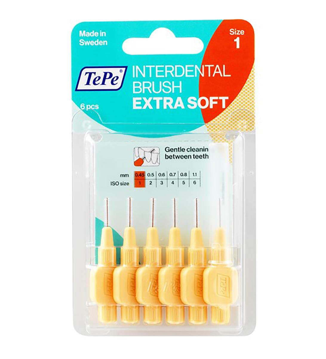 مسواک بین دندانی مدل ExtraSoft با برس بسیار نرم سایز 1 بسته 6 عددی