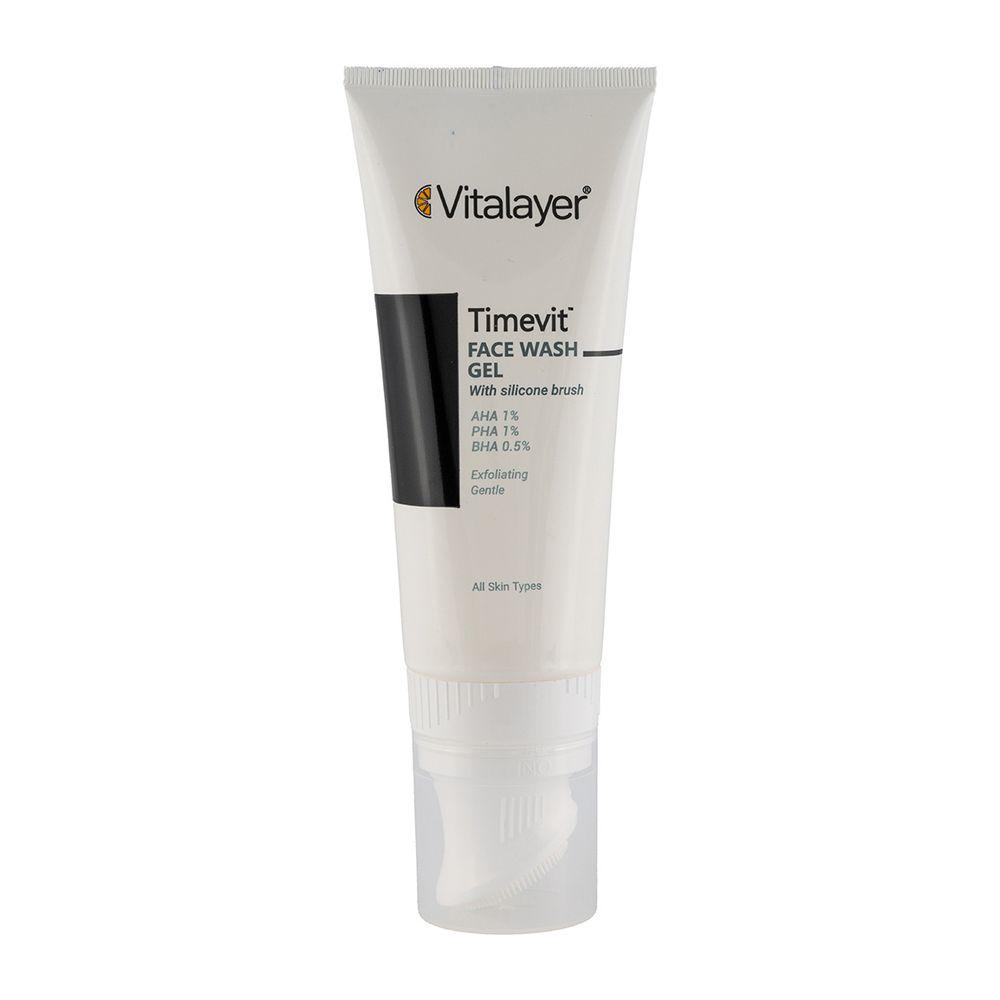 ژل شستشو صورت مدل Timevit مناسب انواع پوست حجم 200 میلی لیتر