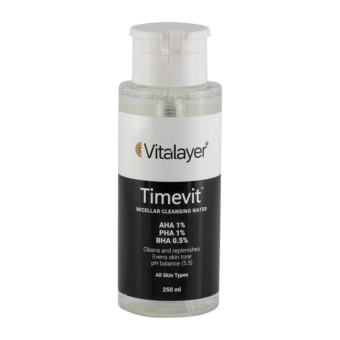 میسلارواتر مدل Timevit مناسب انواع پوست حجم 250 میلی لیتر