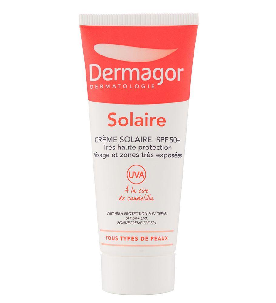 کرم ضد آفتاب بی رنگ دارای spf 50 مناسب پوست نرمال تا خشک حجم 40 میل درماگور — تصویر ۱