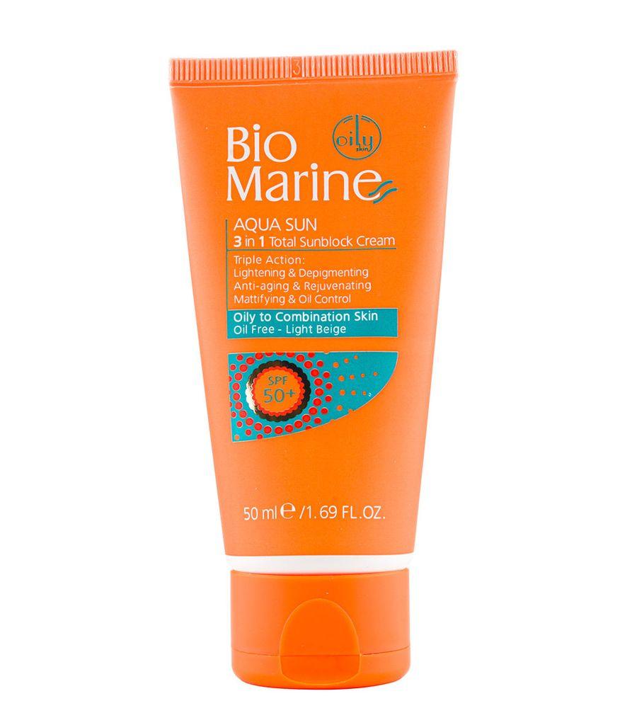ضد آفتاب بژ روشن ضدچروک پوست چرب و مختلط SPF50 حجم 50میل بایو مارین — تصویر ۱