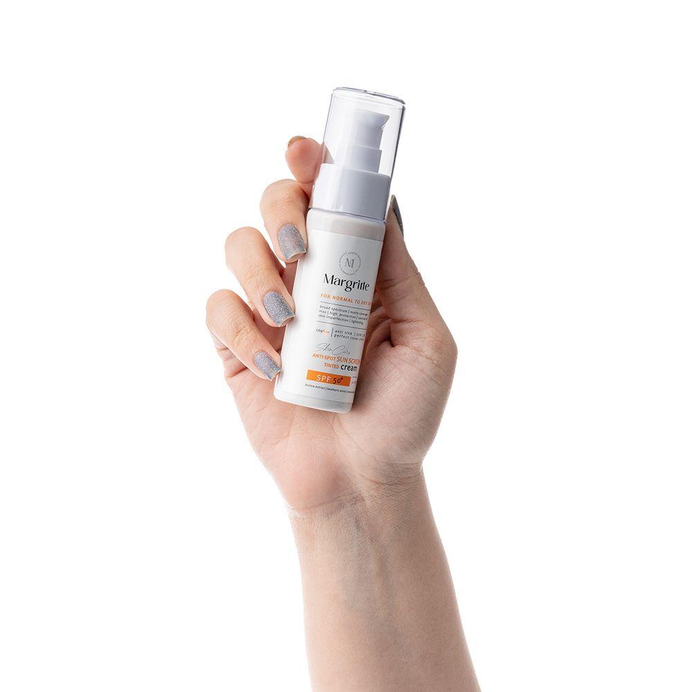 کرم ضد آفتاب رنگی با SPF50 مناسب پوست نرمال تا خشک حجم 50 میلی لیتر مارگریت — تصویر ۵