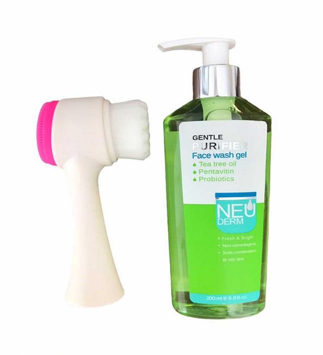 پک ژل شستشو صورت مدل Gentle Purifier حجم 200 میل به همراه برس پاک کننده صورت مدل آوانیوم
