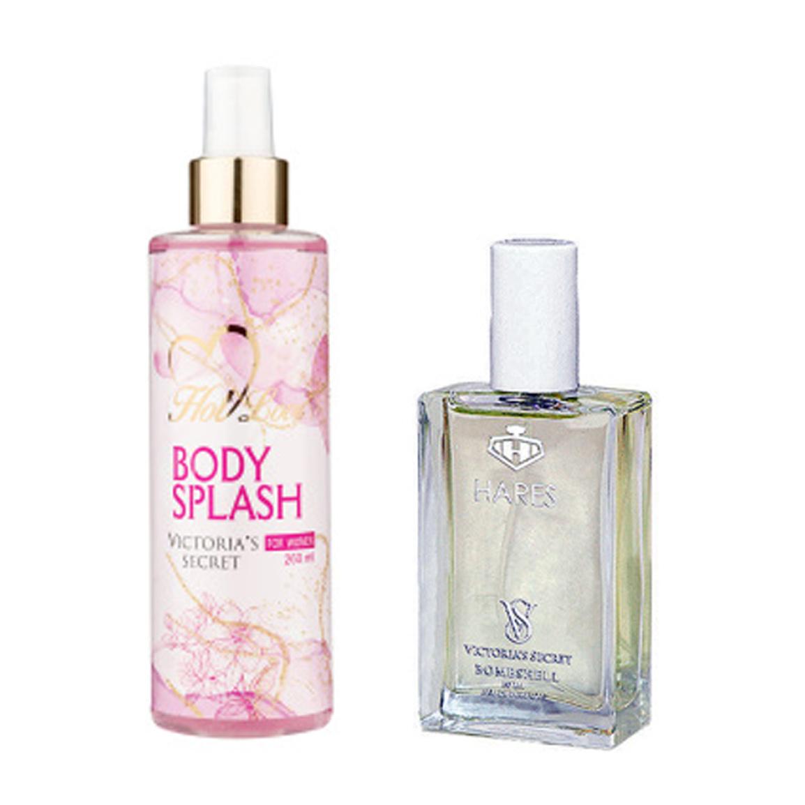 پک 2 عددی بادی اسپلش زنانه مدل Victoria’s Secret حجم 260 میلی لیتر و ادوپرفیوم مدل Victoria’s Secret Bombshell حجم 50 میلی لیتر