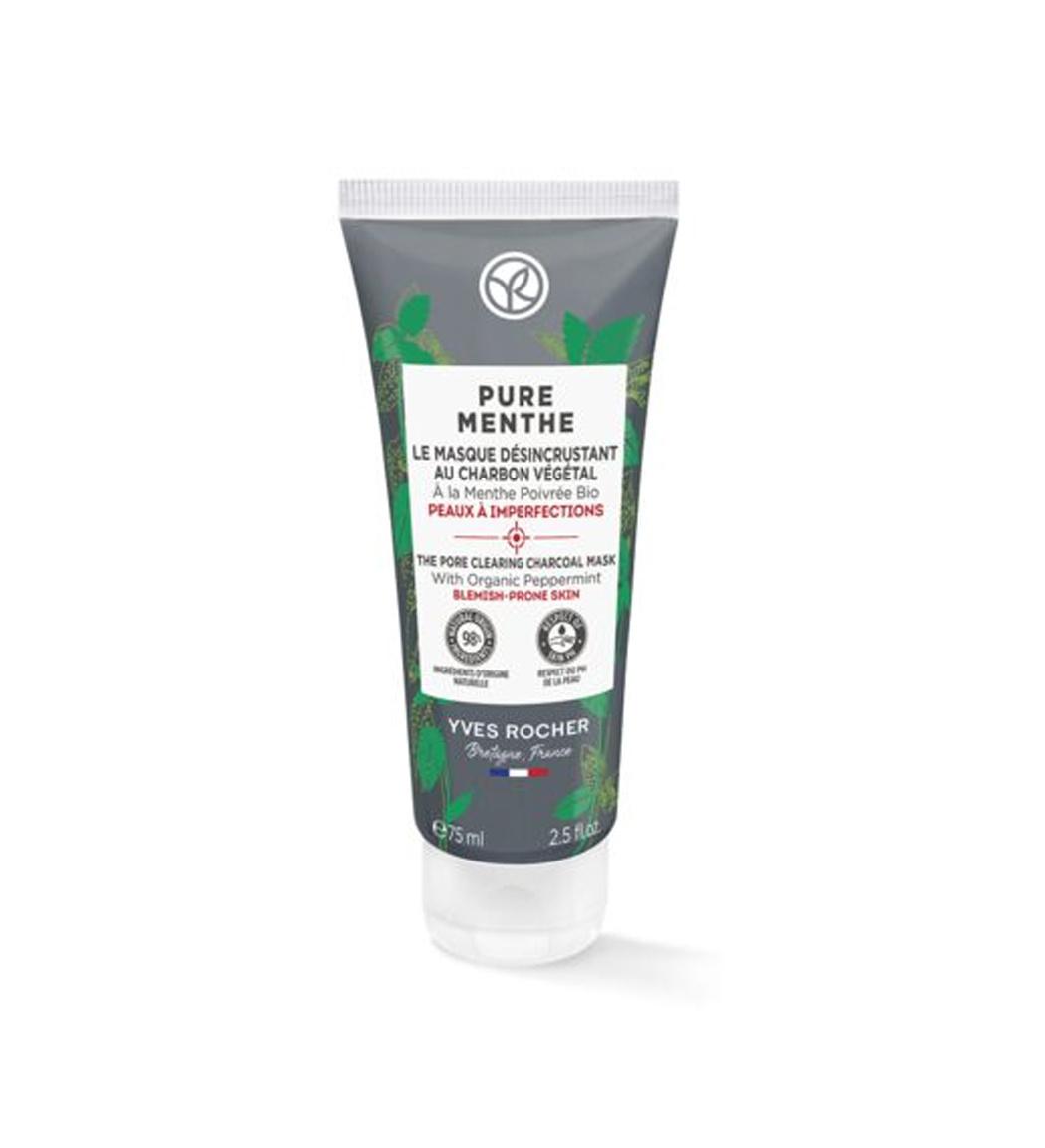 ماسک تسکین دهنده و پاکسازی کننده ذغال فعال مدل PURE MENTHE مناسب پوست های چرب و جوش دار حجم 75 میل