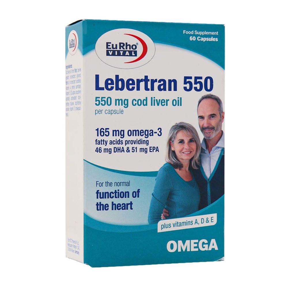 کپسول امگا 3 مدل Lebertran 550 بسته 60 عددی یوروویتال