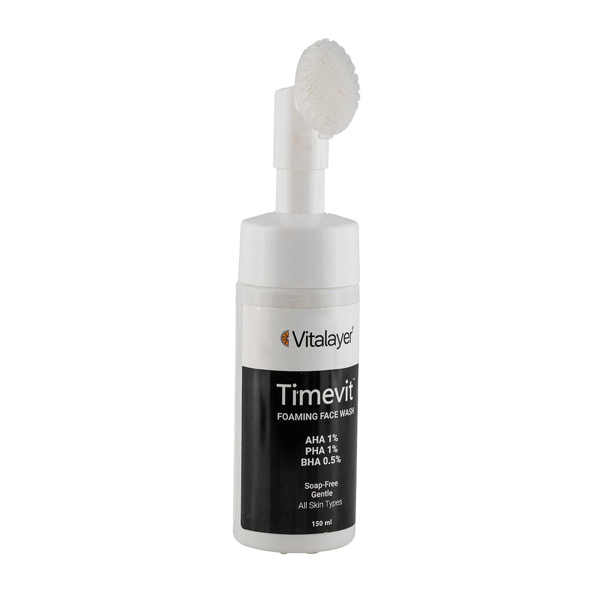 فوم شستشو مدل Timevit مناسب انواع پوست حجم 150 میلی لیتر