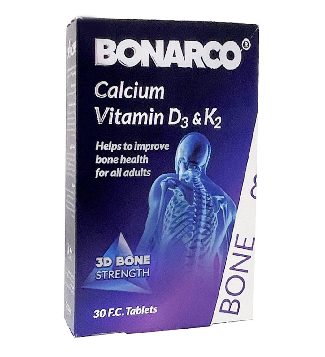 کپسول Bonarco حاوی کلسیم، ویتامین D3 و K2 بسته 30 عددی