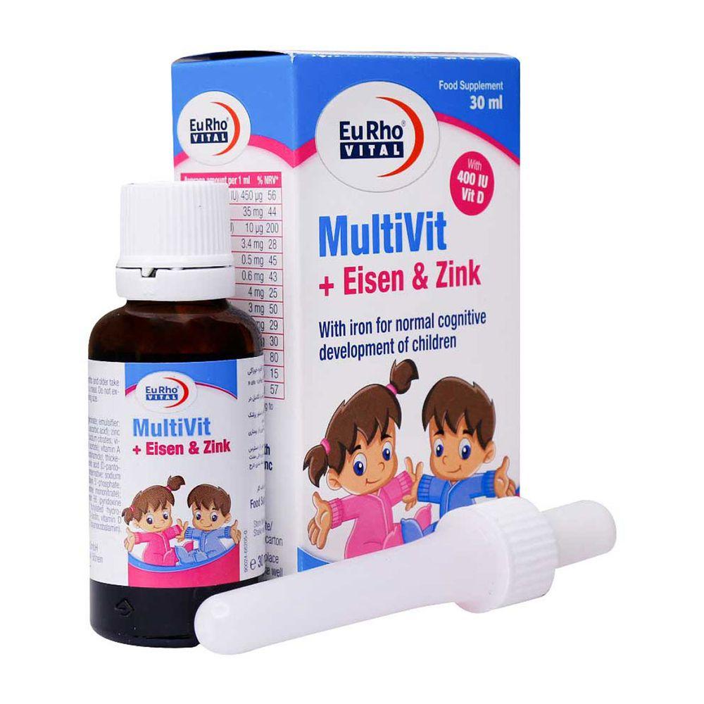 قطره مولتی ویت و آیزن و زینک حجم 30 میلی لیتر یوروویتال — تصویر ۲