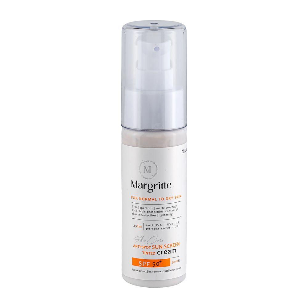 کرم ضد آفتاب رنگی با SPF50 مناسب پوست نرمال تا خشک حجم 50 میلی لیتر مارگریت — تصویر ۱