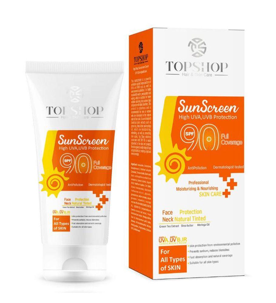 ضد آفتاب SPF90 بی رنگ مناسب برای انواع پوست حجم 50 میلی لیتر تاپ شاپ — تصویر ۲