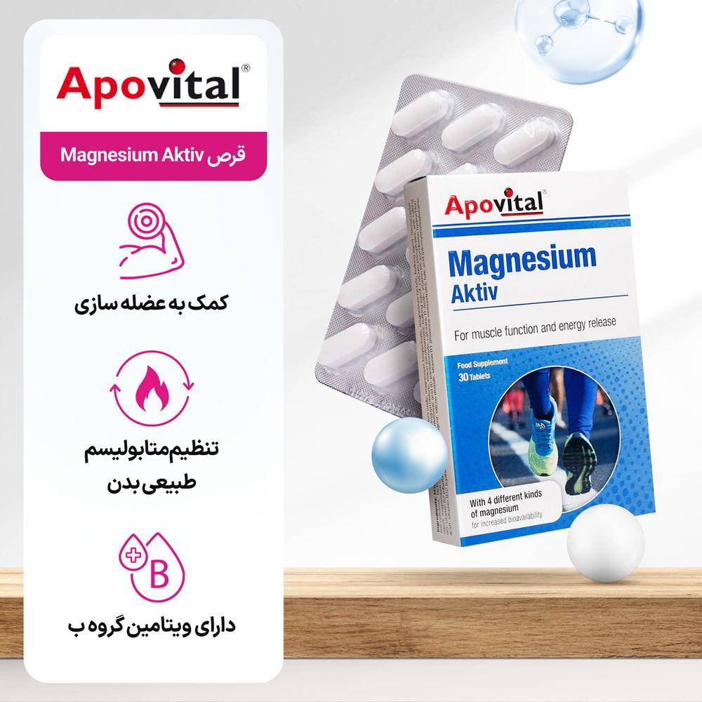 قرص Magnesium Aktiv بسته 30 عددی آپوویتال — تصویر ۴