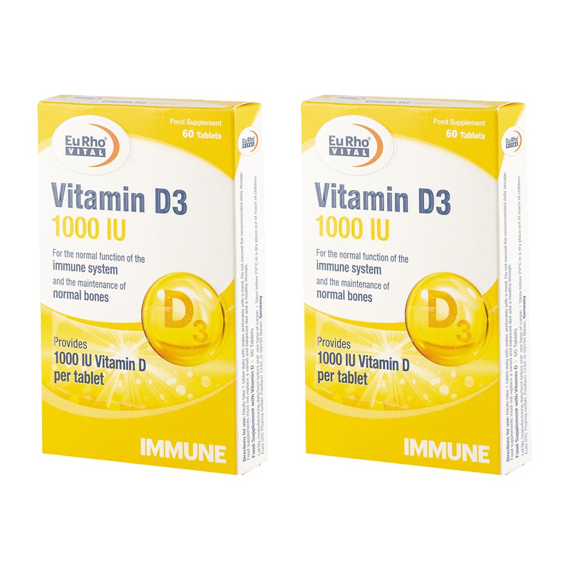 پک 2 عددی قرص ویتامین D3 1000 بسته 60 عددی