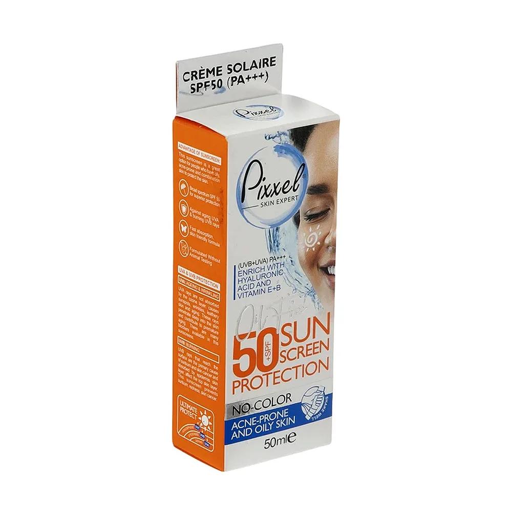 کرم ضد آفتاب بی رنگ پیکسل مناسب پوست چرپ و جوشدار SPF50 — تصویر ۳