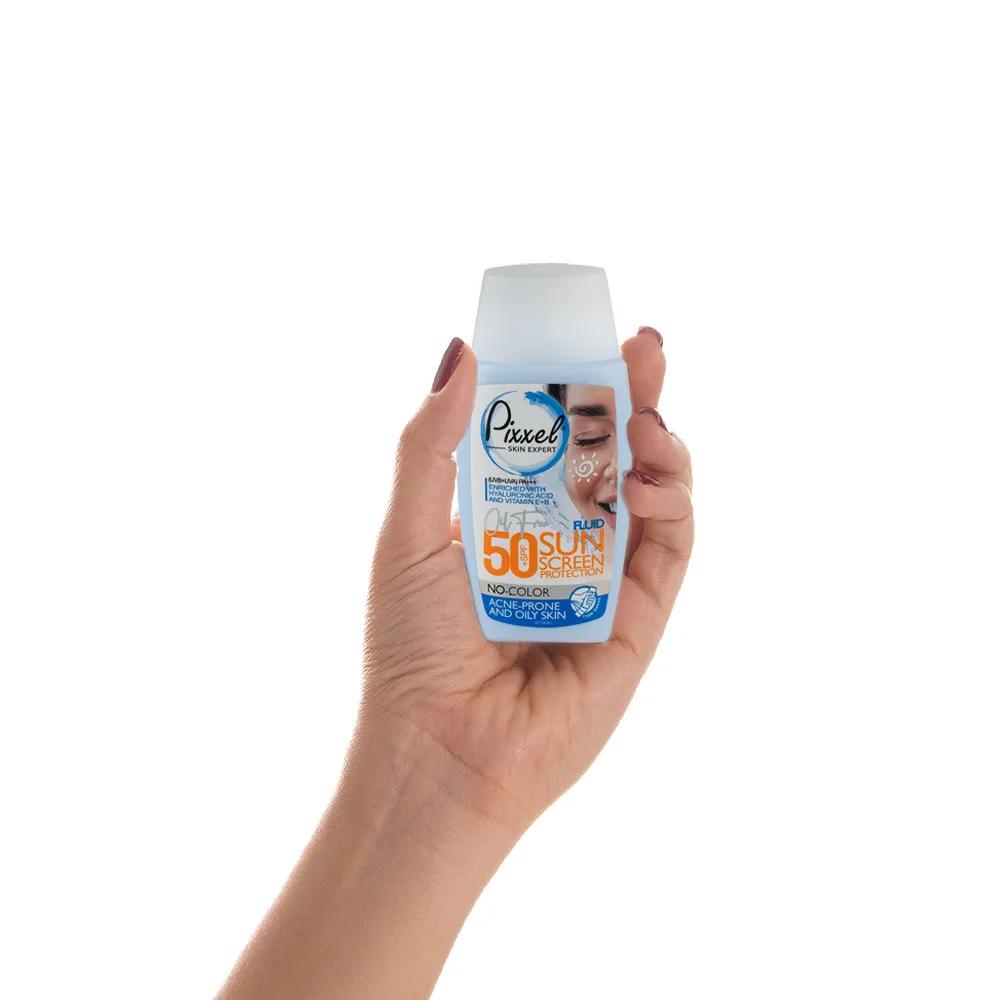 کرم ضد آفتاب بی رنگ پیکسل مناسب پوست چرپ و جوشدار SPF50 — تصویر ۴