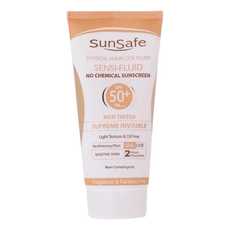 کرم ضد آفتاب بدون رنگ سان سیف SPF 50 مدل SENSI ‌مناسب پوست‌های حساس حجم 50 میلی لیتر