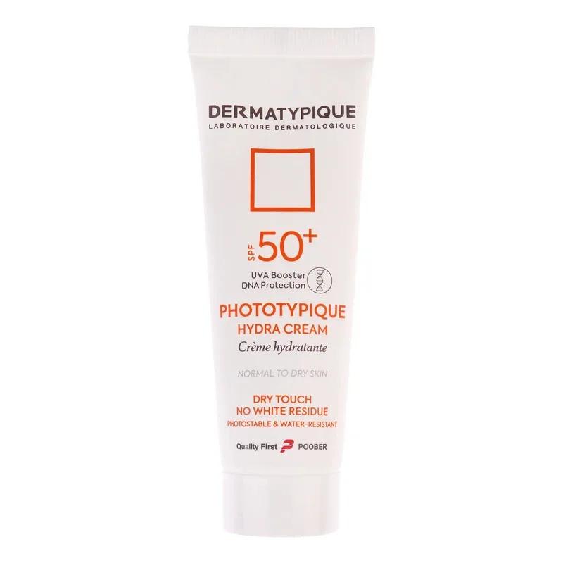 فلوئید ضد آفتاب بدون رنگ درماتیپیک مدل hydra cream محافظ UVA،UVB مناسب برای پوست خشک حجم 40 میلی لیتر
