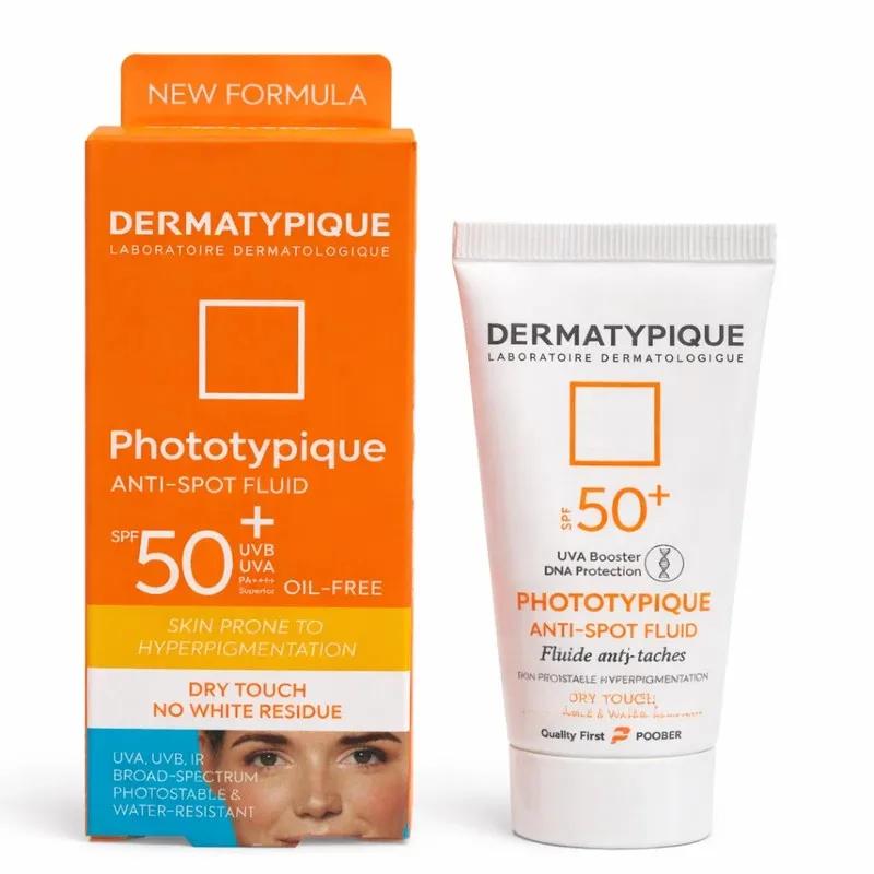 فلویید ضدآفتاب بی‌رنگ درماتیپیک SPF50 مدل Anti spot محافظ UVA/UVBمناسب برای انواع پوست حجم 40 میلی‌لیتر