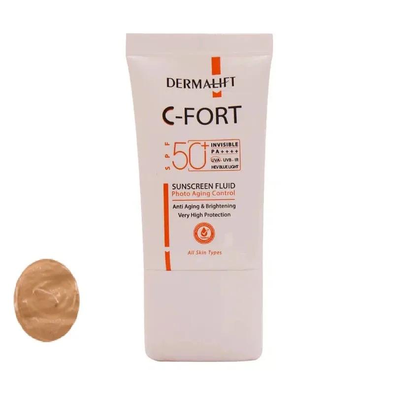 کرم ضد آفتاب حاوی ویتامین c رنگی دست و صورت درمالیفت spf 50 مدل anti spot محافظ uva uvb مناسب برای انواع پوست حجم 40 میلی لیتر