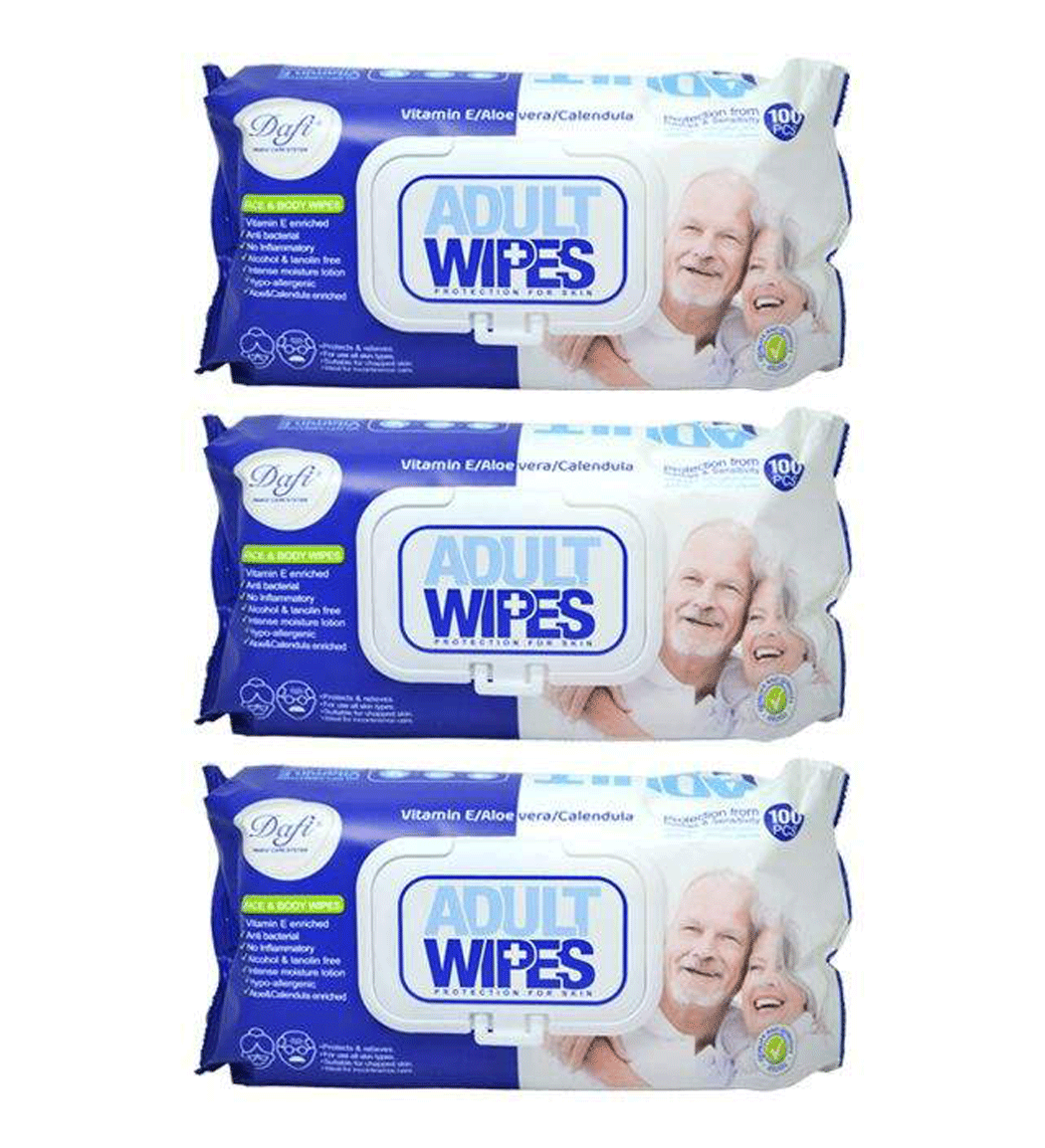 دستمال مرطوب مدل Adult Wipes بسته 3 عددی