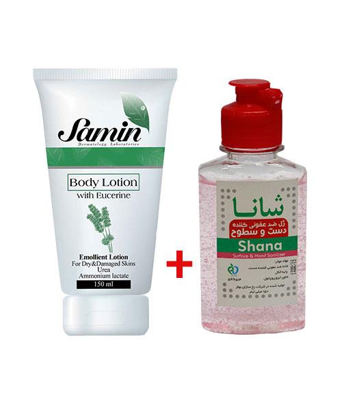 پک لوسیون بدن ثمین و ژل ضدعفونی کننده دست و سطوح